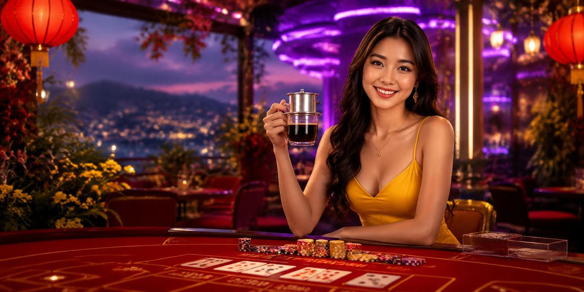 Người chơi baccarat tại Đà Lạt trong không gian cà phê ấm cúng về đêm