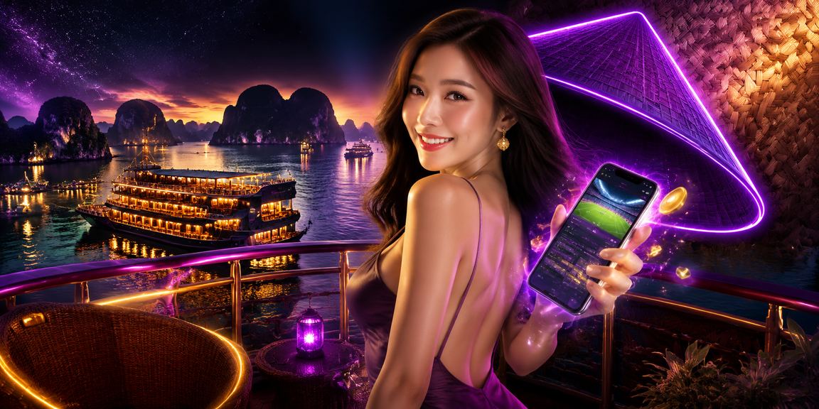 Cảnh vịnh Hạ Long thanh bình với người dùng sử dụng thiết bị di động có trách nhiệm