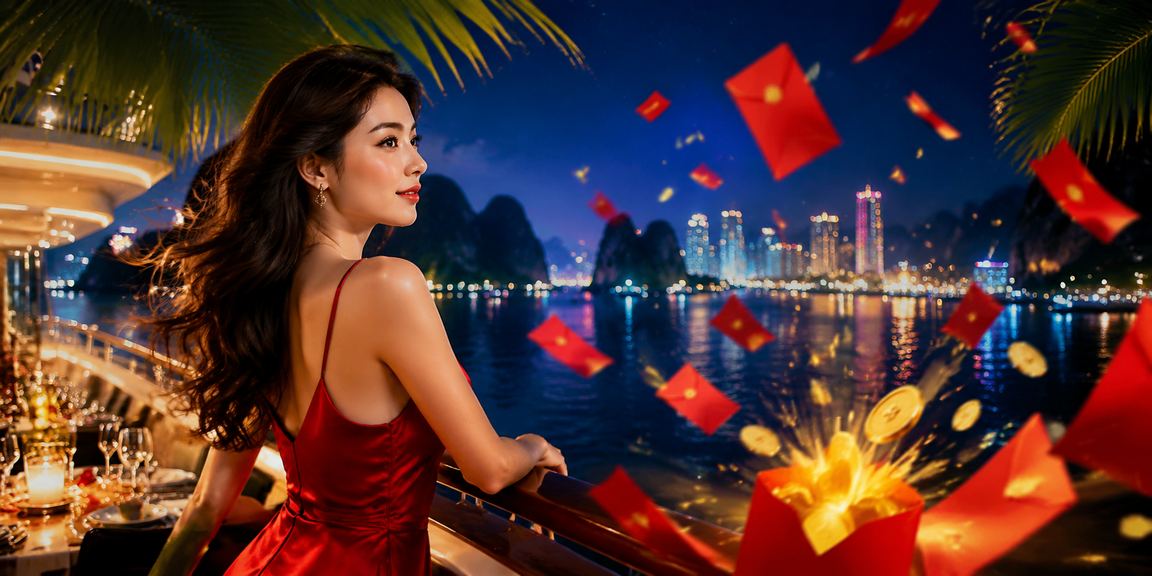 Người dùng nhận phong bì đỏ bonus tại vịnh Hạ Long dịp lễ hội