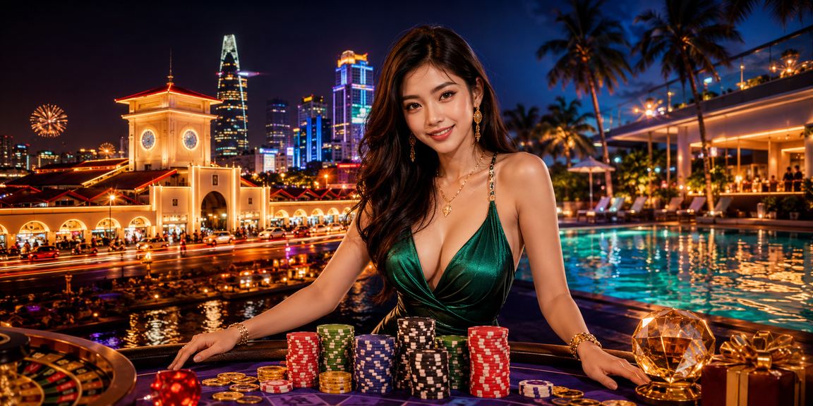 Không khí lễ hội casino và cá cược tại TP.HCM với ánh đèn rực rỡ về đêm