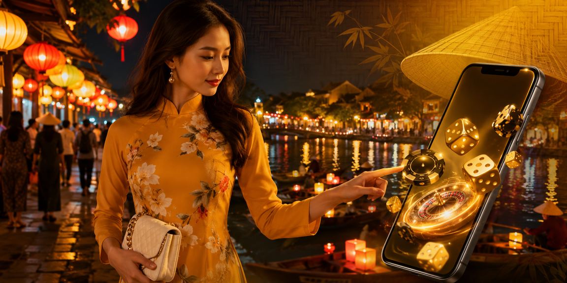 Người dùng truy cập nền tảng qq99 trên điện thoại di động tại Hội An